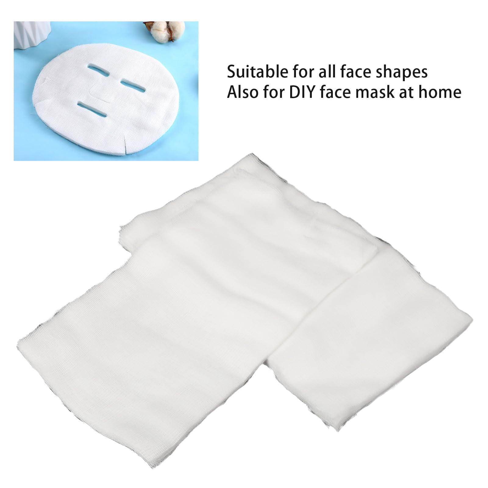 Gauze Face Mask, 100Pcs Gauze Facial Mask Strong Water Absorption Disposable Diy Face Skin Mask Sheets Gauze Face Pad Gauze Skin