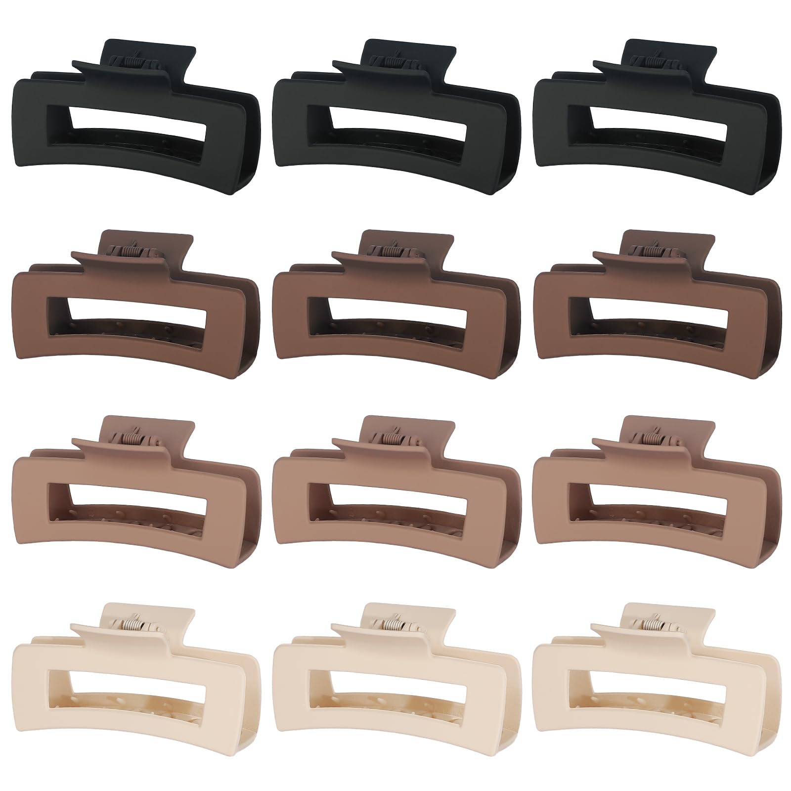 Sisiaipu 12 Pcs Large Hair Claw Clips For Thick Hair, 4.1 X 2.1 X 1.2 Inch, Square Hair Clips Jumbo Jaw Clips, Bulk Hair Accesso