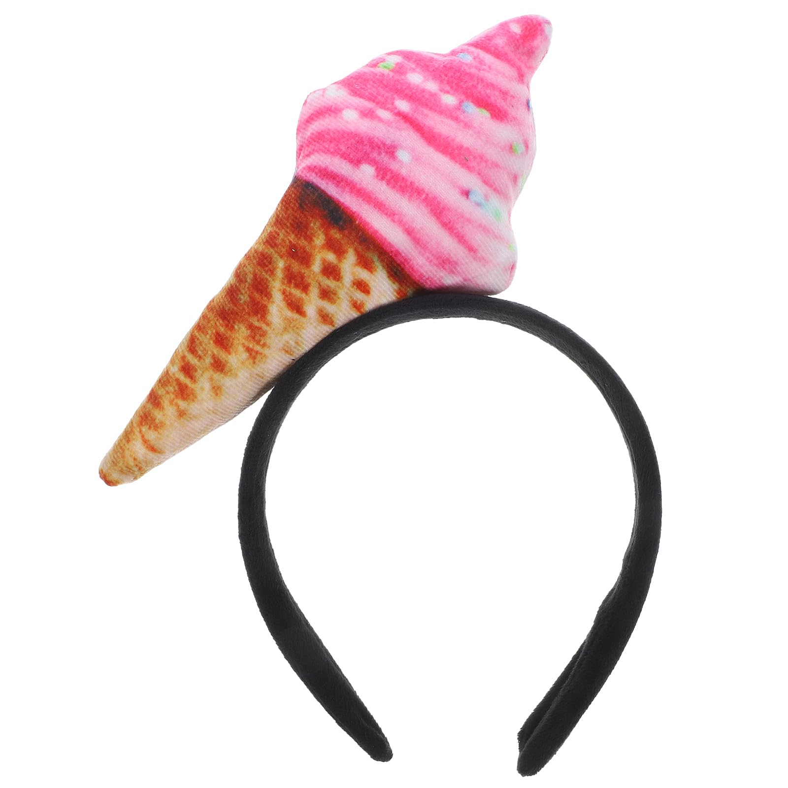 NOLITOY Ice Cream Cone Headband, Funny Headband Makeup Spa Hair Band for Birthday Parties Costume Events