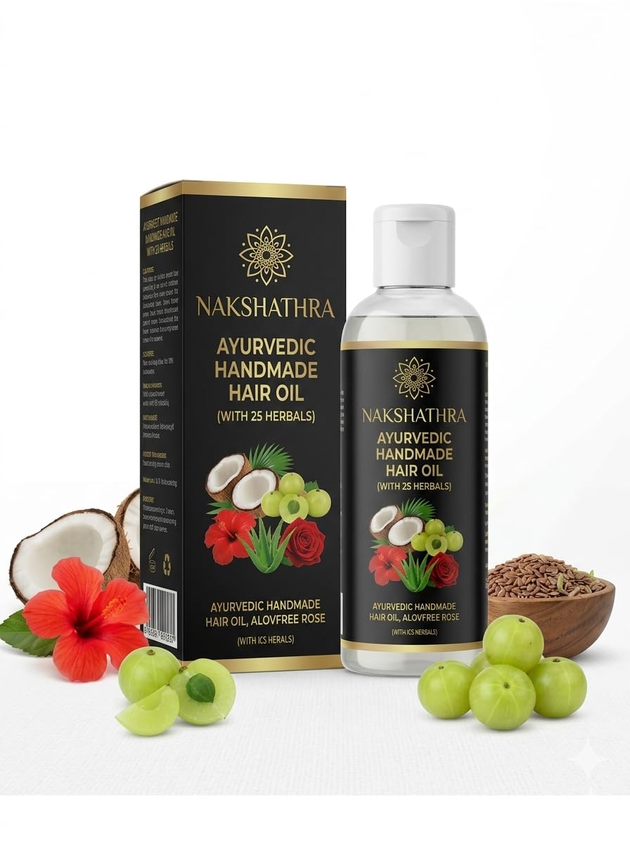 Indian Ayurvedic Herbal Hair Oil Serum for Hair Growth & Hair Fall Control  Dandruff Treatment with 15 Natural Herbs, Nourishin
