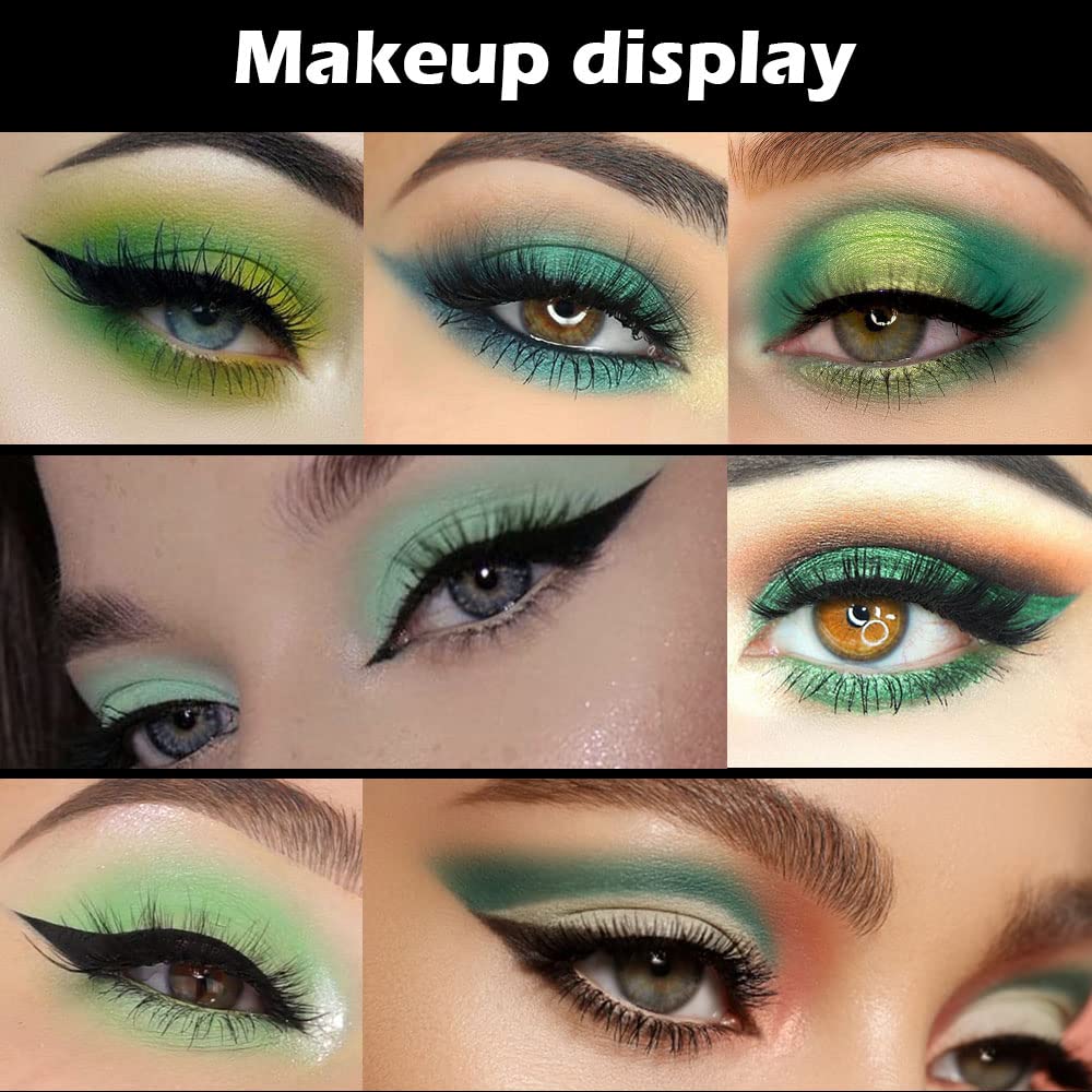 16 Colors Green Olive Matte Shimmer Eyeshadow Palette For Eye Makeup,High Pigmented White Gray Eye Shadow Primers Powder Palet D