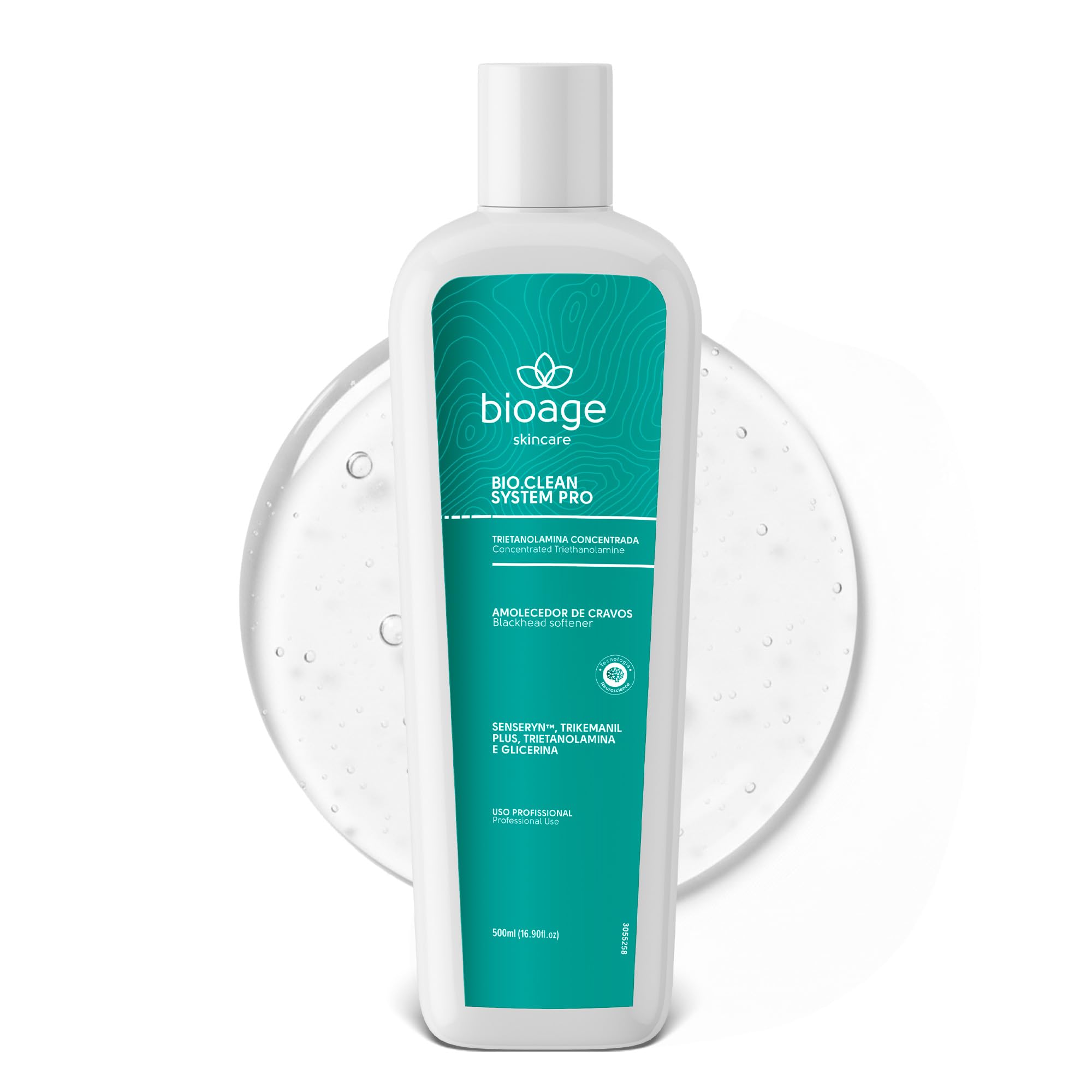 Bio.Clean System PRO Trietanolamine Concentrate 16.9 fl oz/500ml  Skin Cleansing & Softening Solution, Improves Pore Extraction