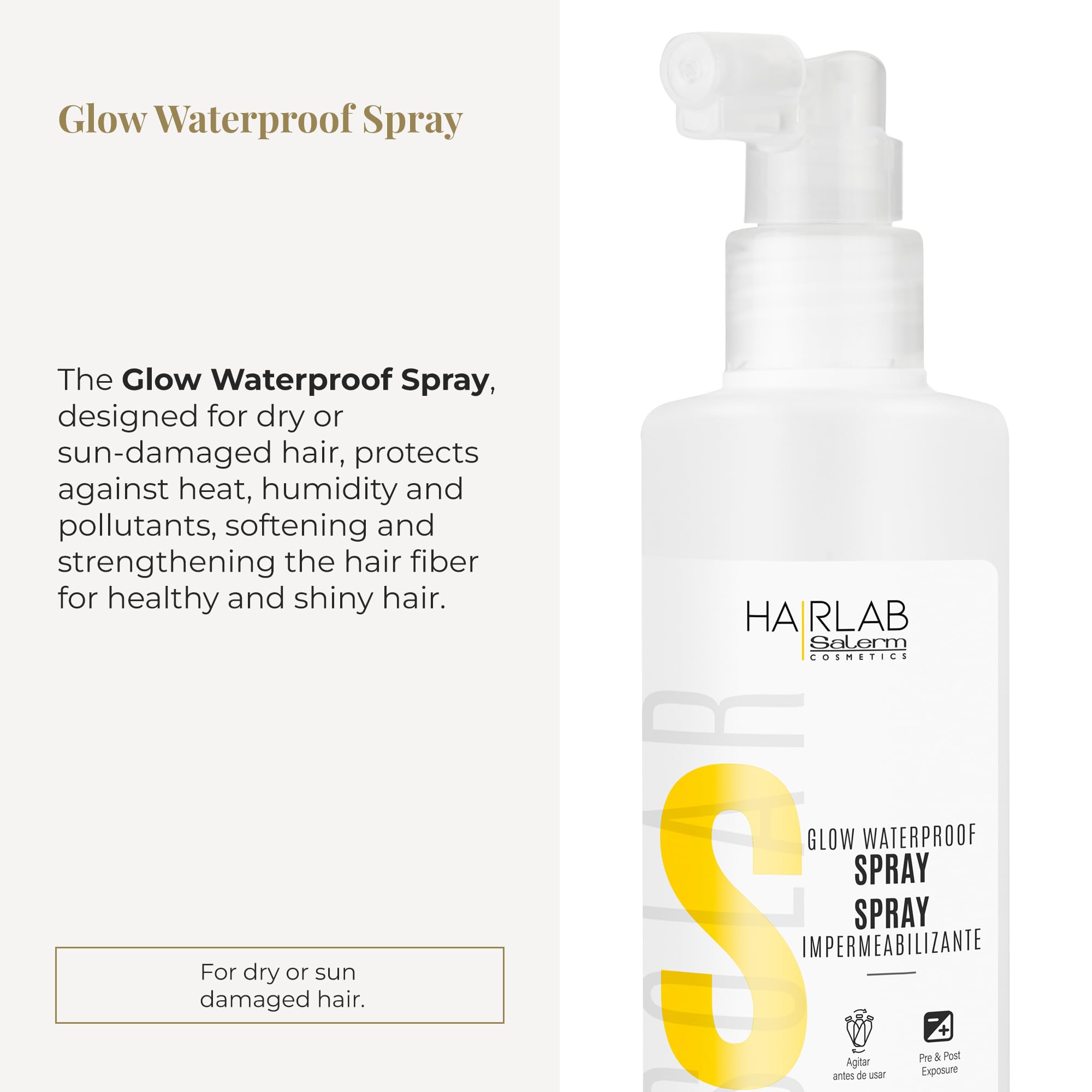 SALERM - Waterproof and Repairing Hair Spray - Hair Lab Solar - 200 ml - Thermal Hair Protector - for Dry or Sun-Damaged Hair -
