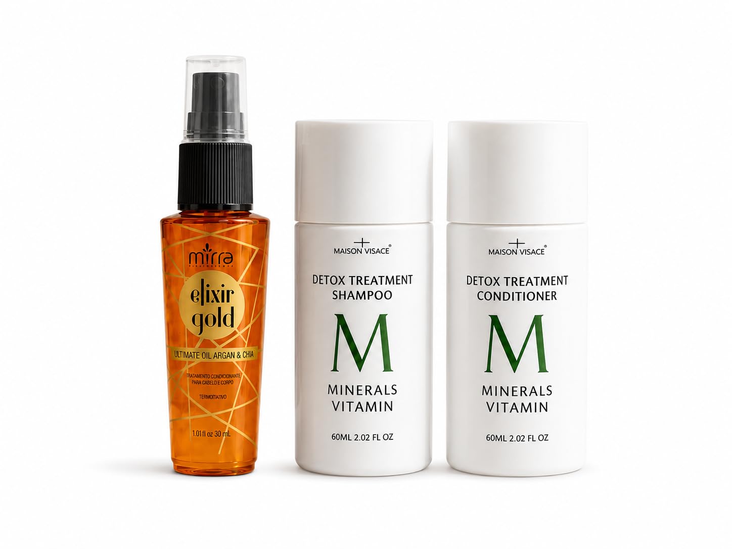 Travel Size Hair Care Set with Shampoo, Conditioner and Argan & Chia Oil, 3 Piece