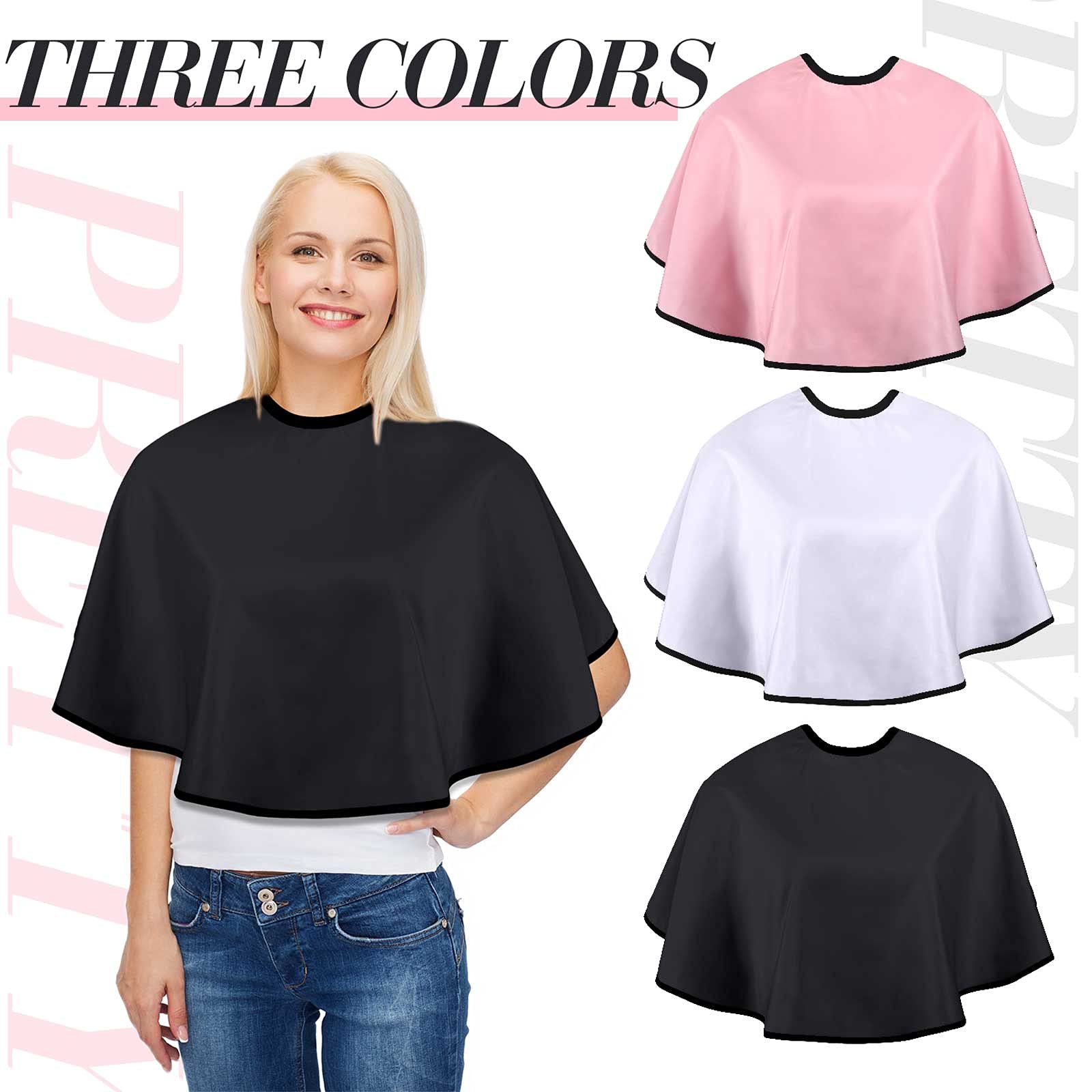 3 Pieces Makeup Capes For Clients Makeup Bibs Comb-Out Beard Aprons Hair Dye Aprons Styling Shampoo Capes Hair Salon Shorty Cape