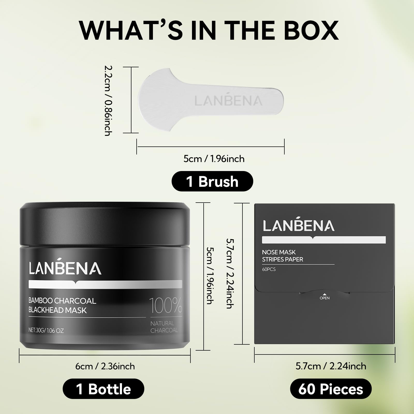 Lanbena Blackhead Remover, Bamboo Charcoal Blackhead Mask Deep Cleansing Peel Off Mask & 60Pcs Nose Stripsblack Heads Remover Fr