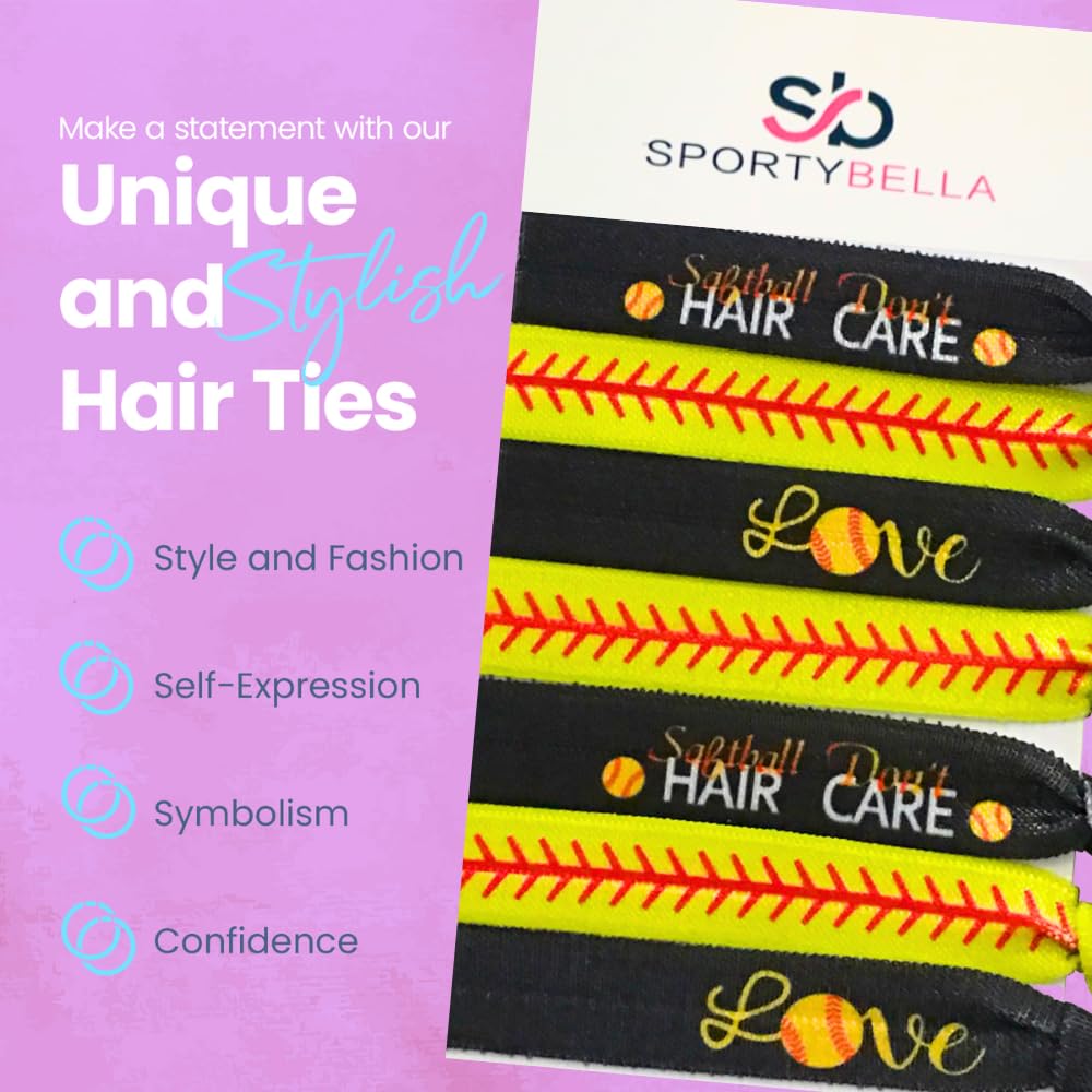 Girls Hair Accessories, Softball Hair Ties, Gift for Softball Players and Teams