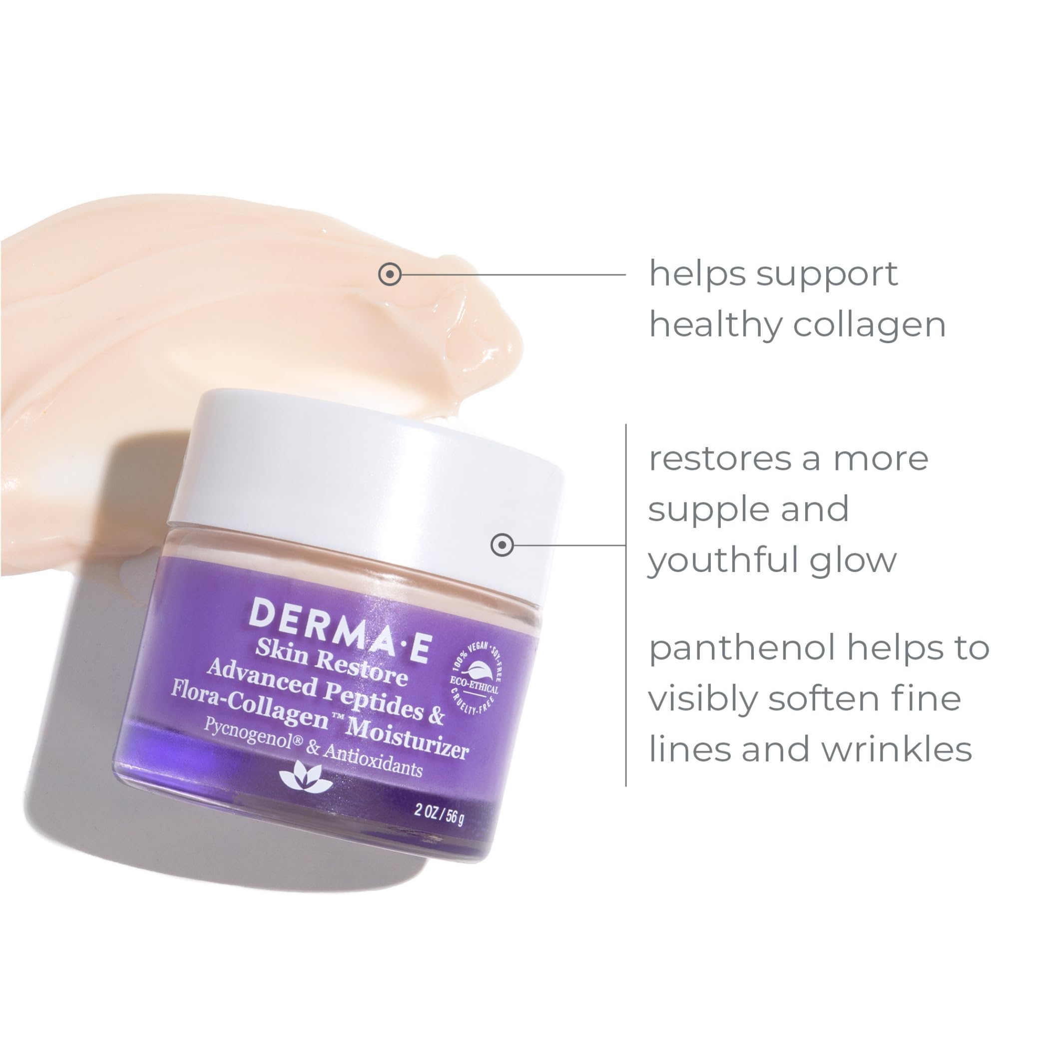 Derma E Advanced Peptides and Collagen Moisturizer - Double Action Collagen Face Cream with Peptide Complex - Intense Moisture D