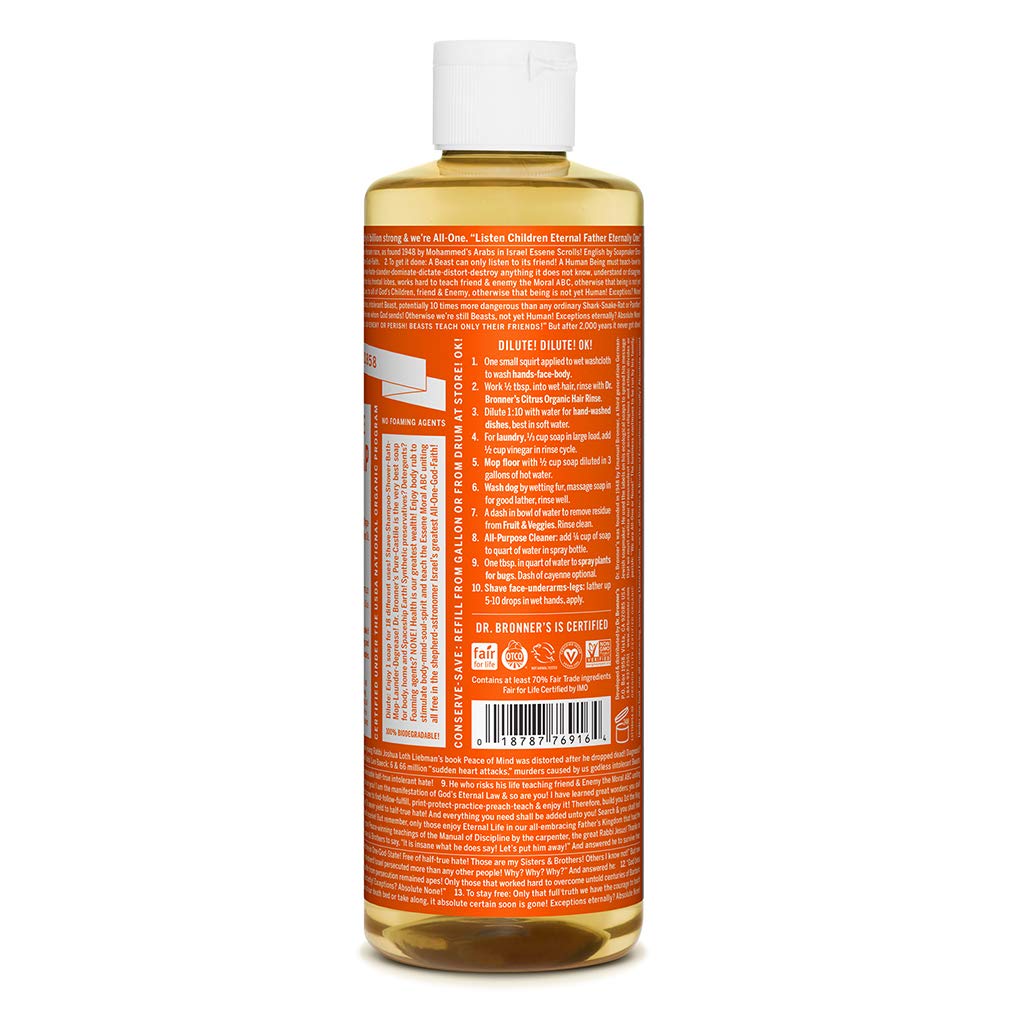 Dr. Bronner'S - Pure-Castile Liquid Soap (Tea Tree, 16 Ounce) - Made With Organic Oils, 18-In-1 Uses: Acne-Prone Skin, Dandruff,