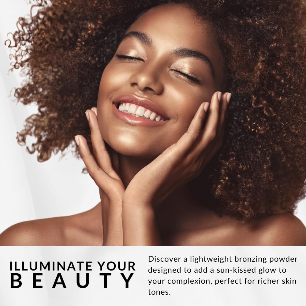Bronzer by Flori Roberts, Sheer Finish Bronzing Powder Makeup for Women of Color or Deeper Skin Tones, Contours and Highlights f