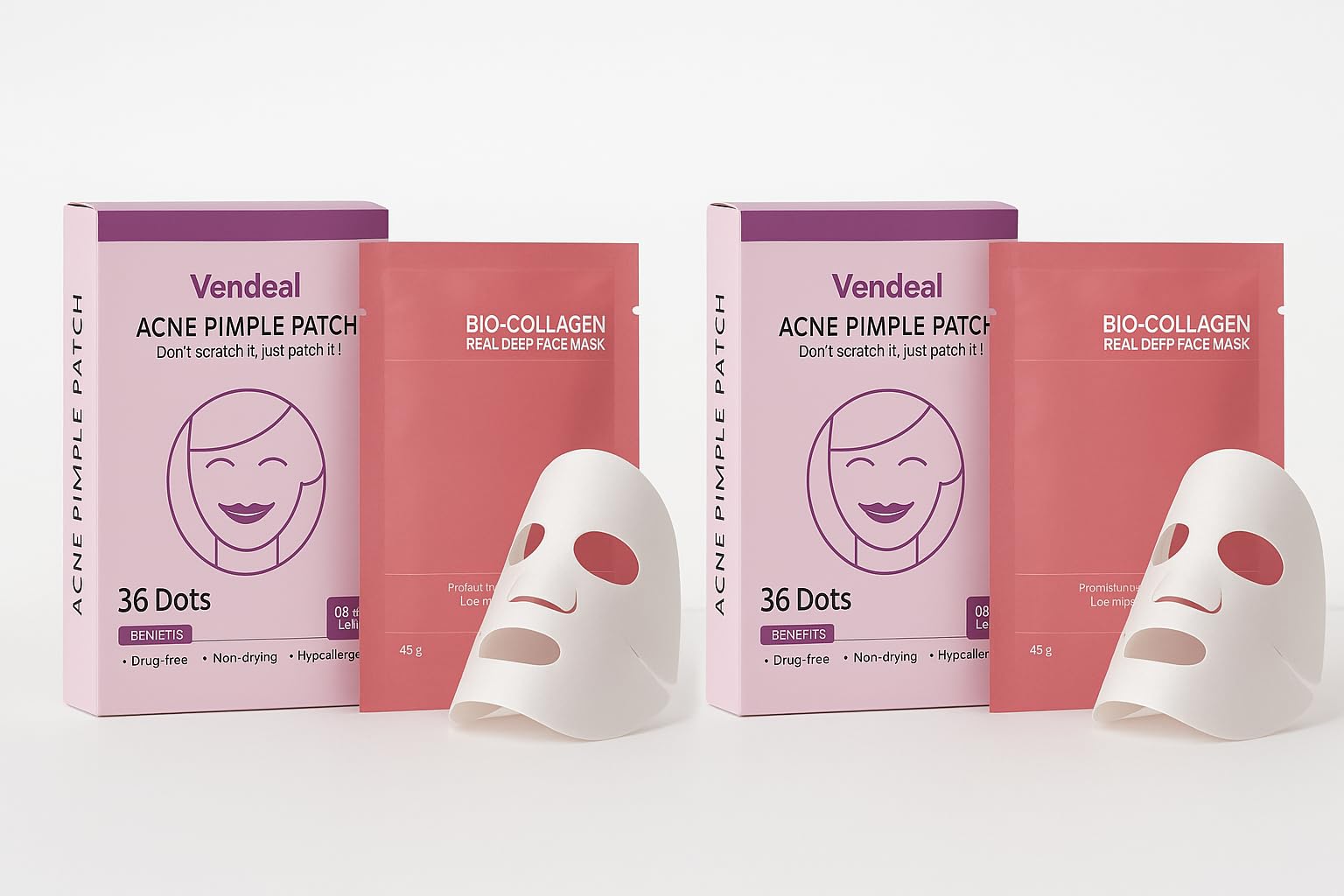 Vendeal Pimple Patches For Face Acne Patch Absorbs Overnight, BioCollagen Face Mask Korean Skin Hydrogel Mask For Deep Hydratio