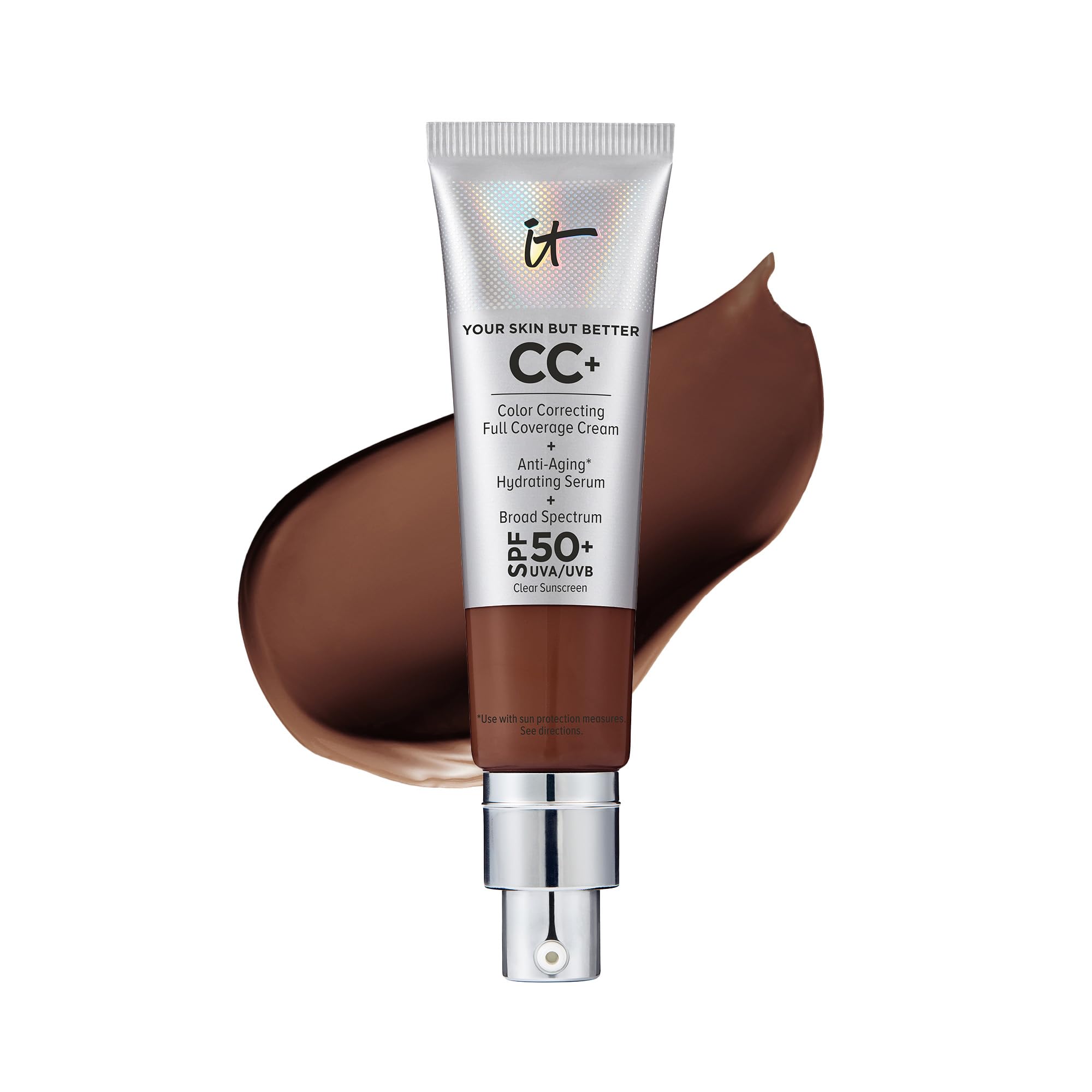 It Cosmetics Your Skin But Better Cc+ Cream, Deep Bronze - Color Correcting Cream, Full-Coverage Foundation, Hydrating Serum & S