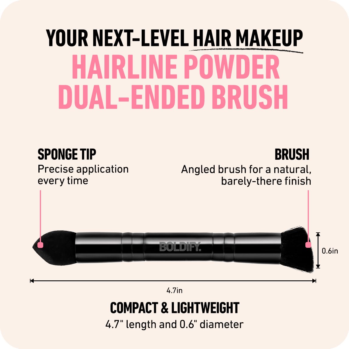 Boldify Dual-Ended Hairline Powder Brush - Precision Makeup Brush Set With Sponge Tip For Seamless Blending - Ideal As A Conceal