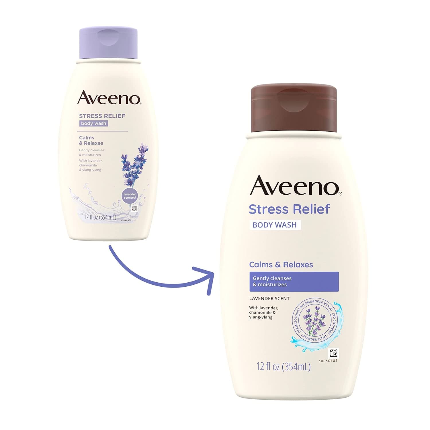 Aveeno Stress Relief Body Wash With Soothing Oat,Lavender, Chamomile & Ylang-Ylang Essential Oils, Hypoallergenic, Dye-Free & So