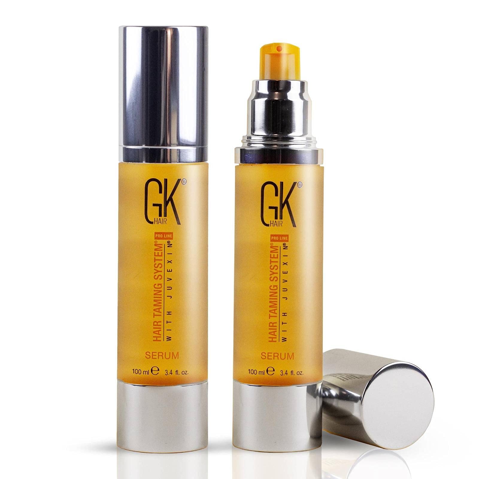 GK HAIR Global Keratin 100% Organic Argan Oil Anti Frizz Hair Serum Pack of 2 (3.4 Fl Oz/100ml) Styling Smoothing Strengthening 
