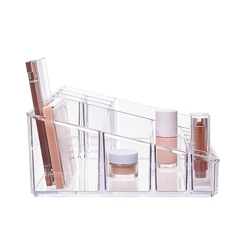 STORi Clear Makeup Organizer - 15-Compartment Cosmetic Holder, Plastic Vanity Storage, Model 8800, Made in USA