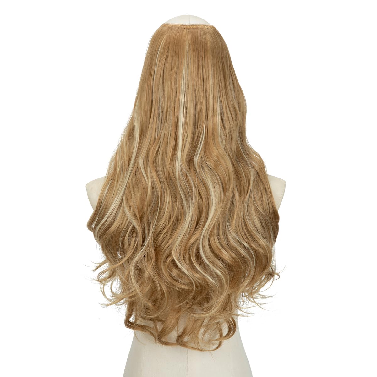 Sarla Clip In U Part Hair Extensions Synthetic Long Wavy Curly Thick Full Head Hairpiece For Women Honey Blonde/Bleach Blonde Hi