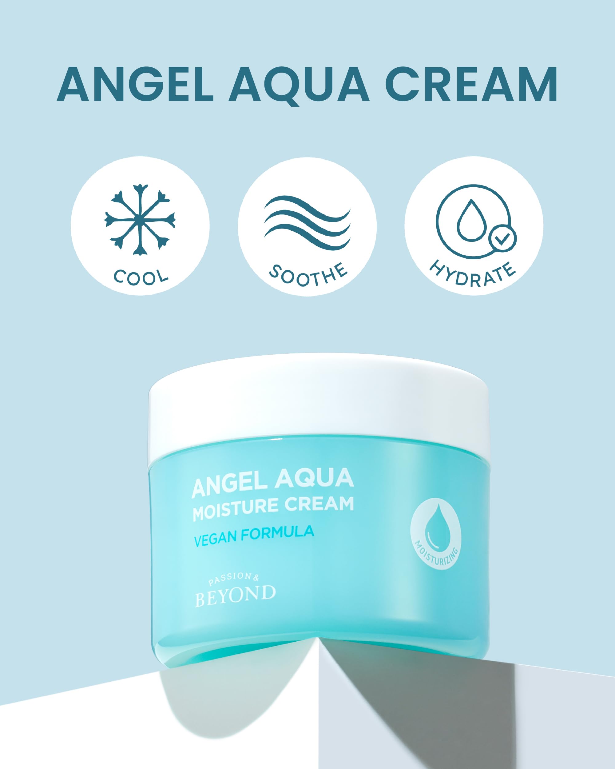 Beyond Angel Aqua Cream (5.1Fl Oz) - Instant Cooling, Hydrating, Soothing Lightweight Face Gel Moisturizer, Sleeping Mask. Korea