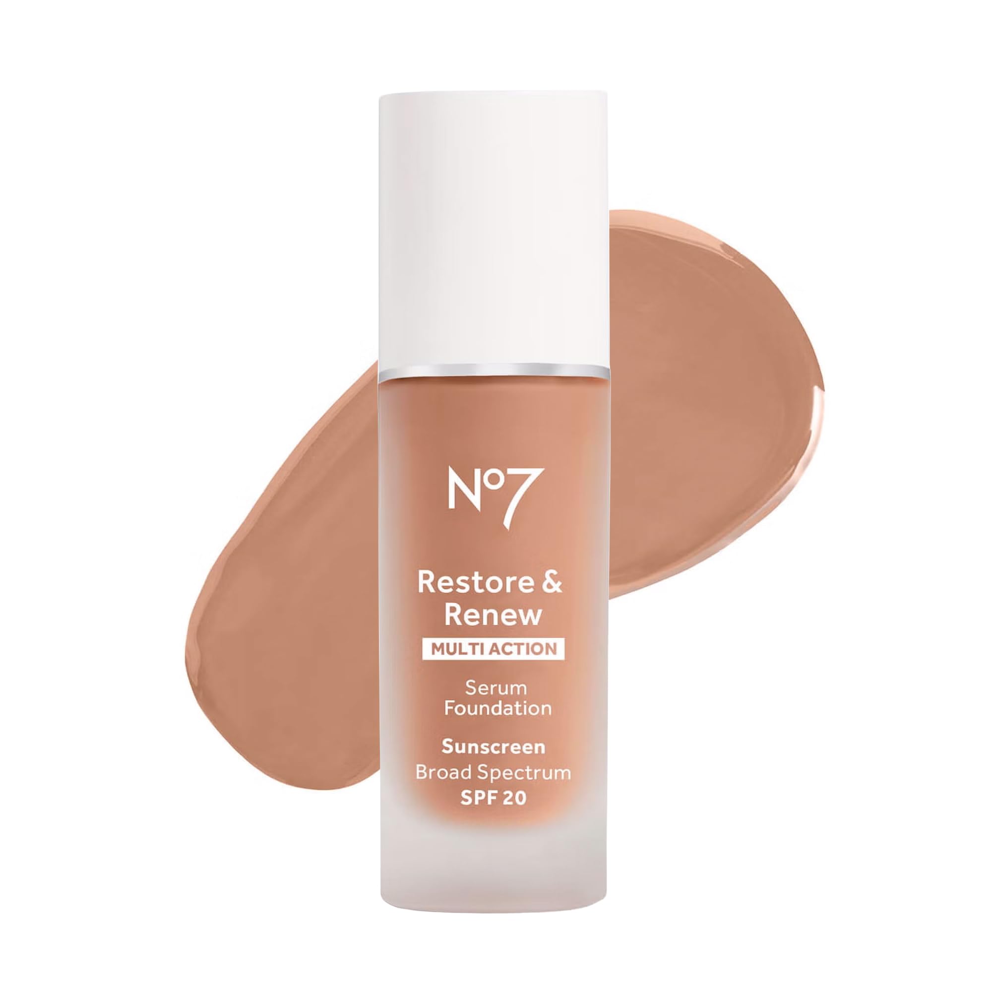 No7 Restore & Renew Multi Action Serum Foundation - Wheat - Liquid Foundation Makeup with Vitamin C, Vitamin E & Collagen for Fa