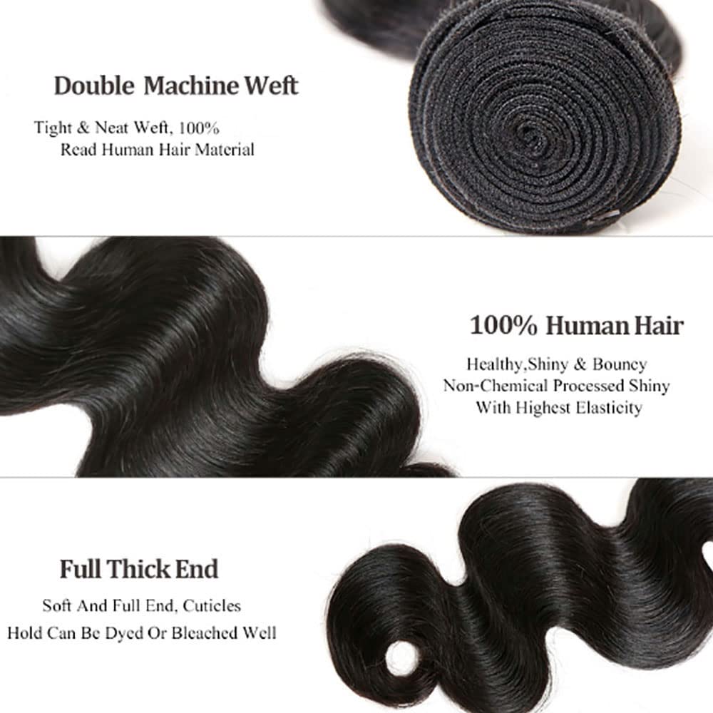 32 34 36 Inch Human Hair Bundles Body Wave 3 Bundles Human Hair 100% Unprocessed Brazilian Weave Bundles Human Hair Remy Hair Bu