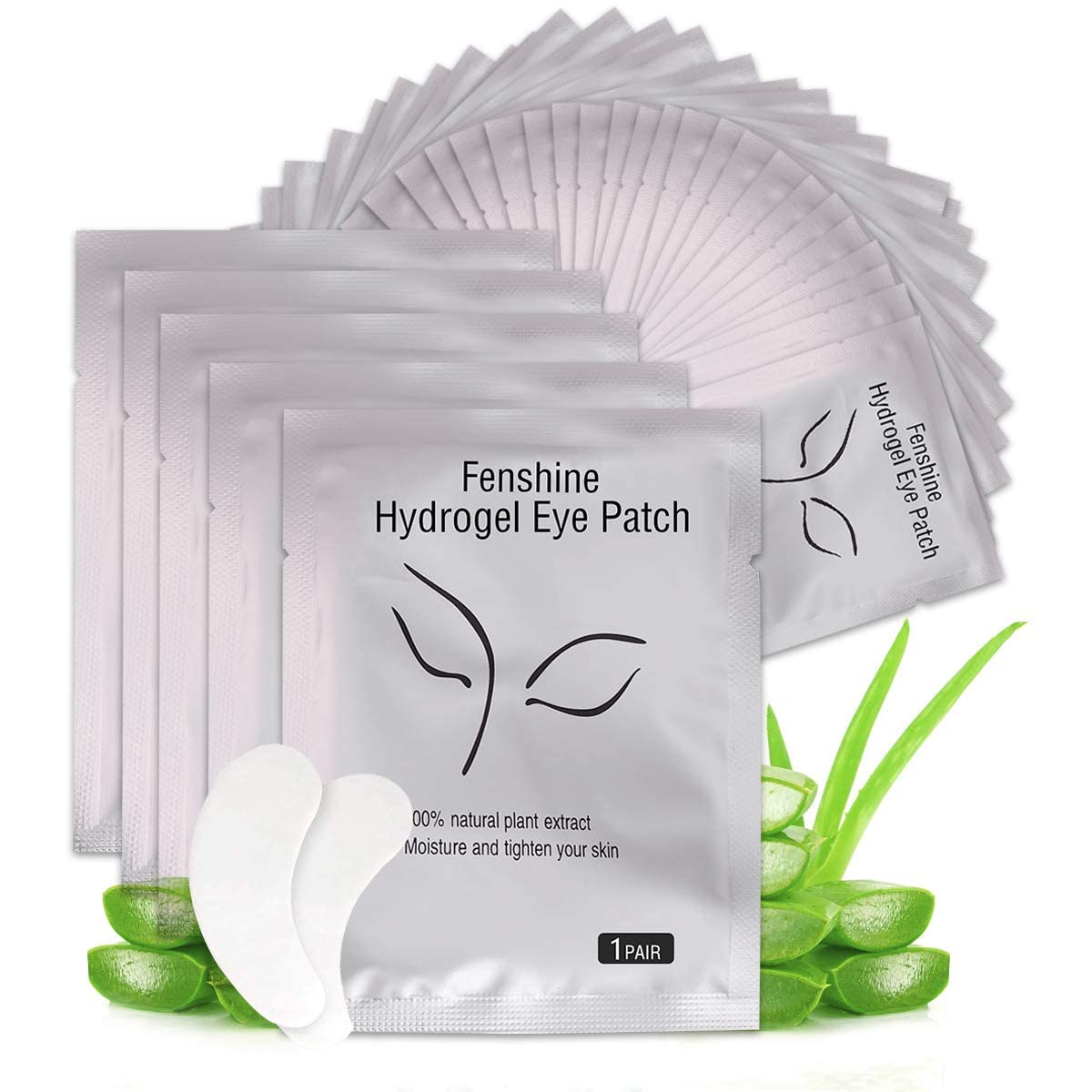 Fenshine 200 Pairs Eyelash Extension Eye Pads Lint Free Hydrogel Eye Patches Professional Under Eye Gel Pads for Lash Extensions