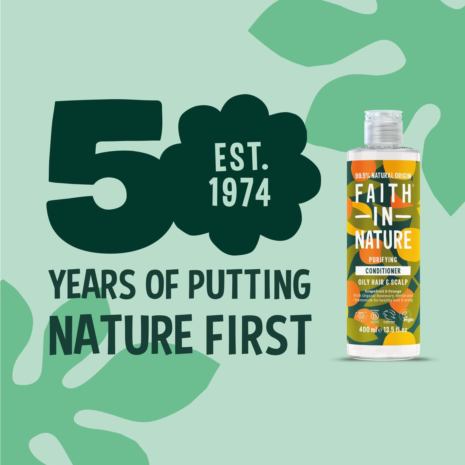FAITH IN NATURE Natural Conditioner - Vegan & Cruelty Free, No SLS or Parabens - 13.5 fl oz, Grapefruit & Orange