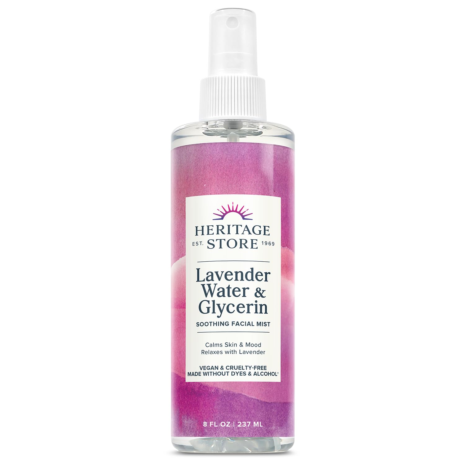 Heritage Store Lavender Flower Water & Glycerine Benefits Skin, Hair & More Aromatherapy Mist Spray 8 Oz
