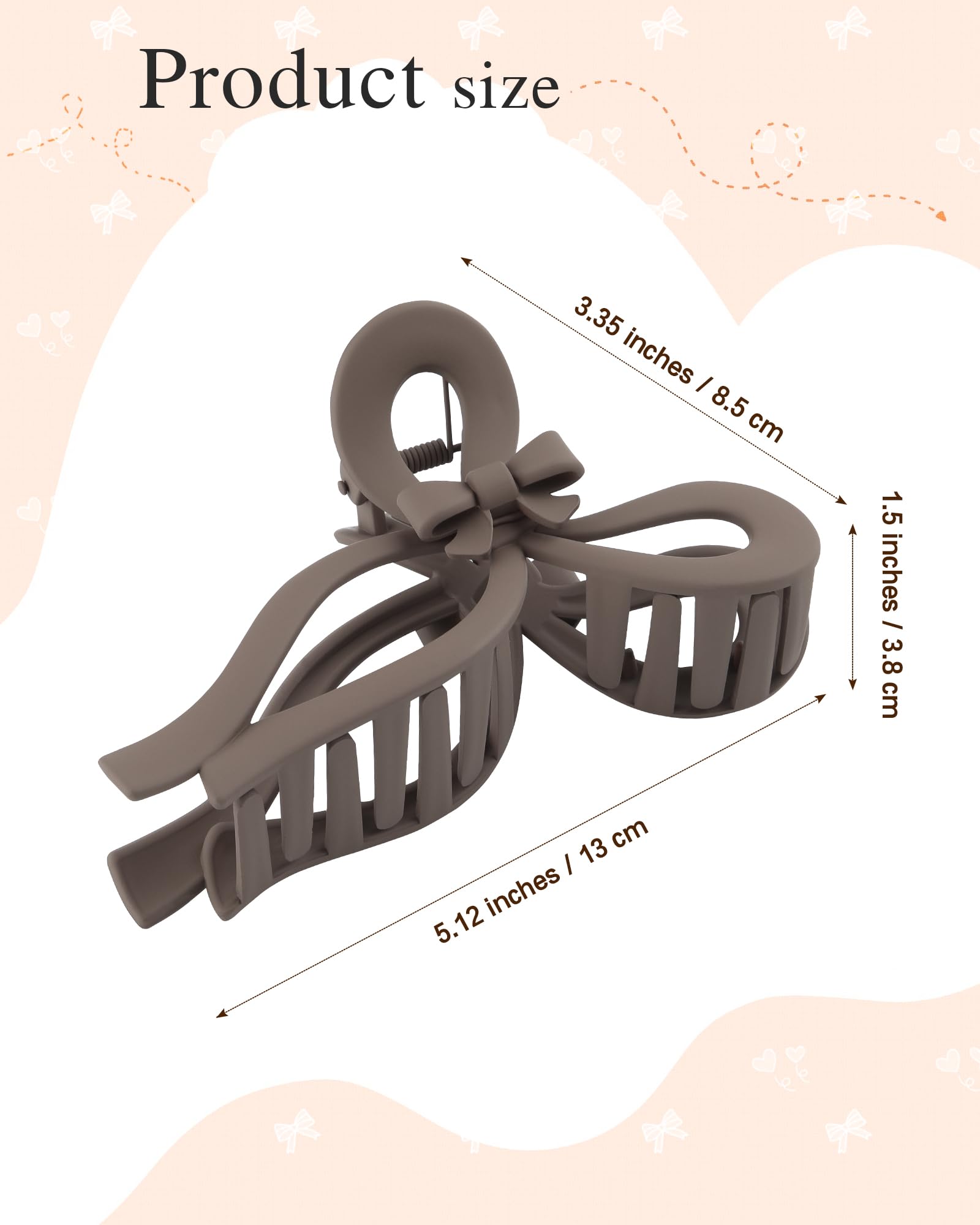 4 Pcs Bow Hair Clips For Women Bow Claw Clip 5'' Large Hair Claw Clips For Thick And Thin Hair Cute Bows Jaw Clip (Mistyrose + G