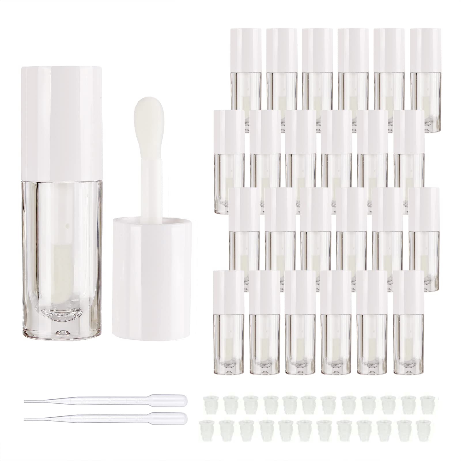COSIDEA 14pcs Empty 6ml big doe foot wand lip gloss tubes for DIY lipgloss, White round lipgloss containers tubes with thick wan