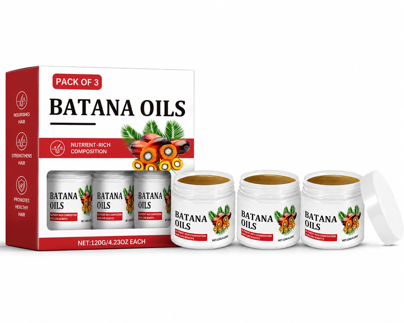 Herbs Wealth Batana Oils Hair Treatment, NutrientRich Formula, Promotes Growth, Repairs Split Ends, AntiHair Loss, 4.23 oz, P
