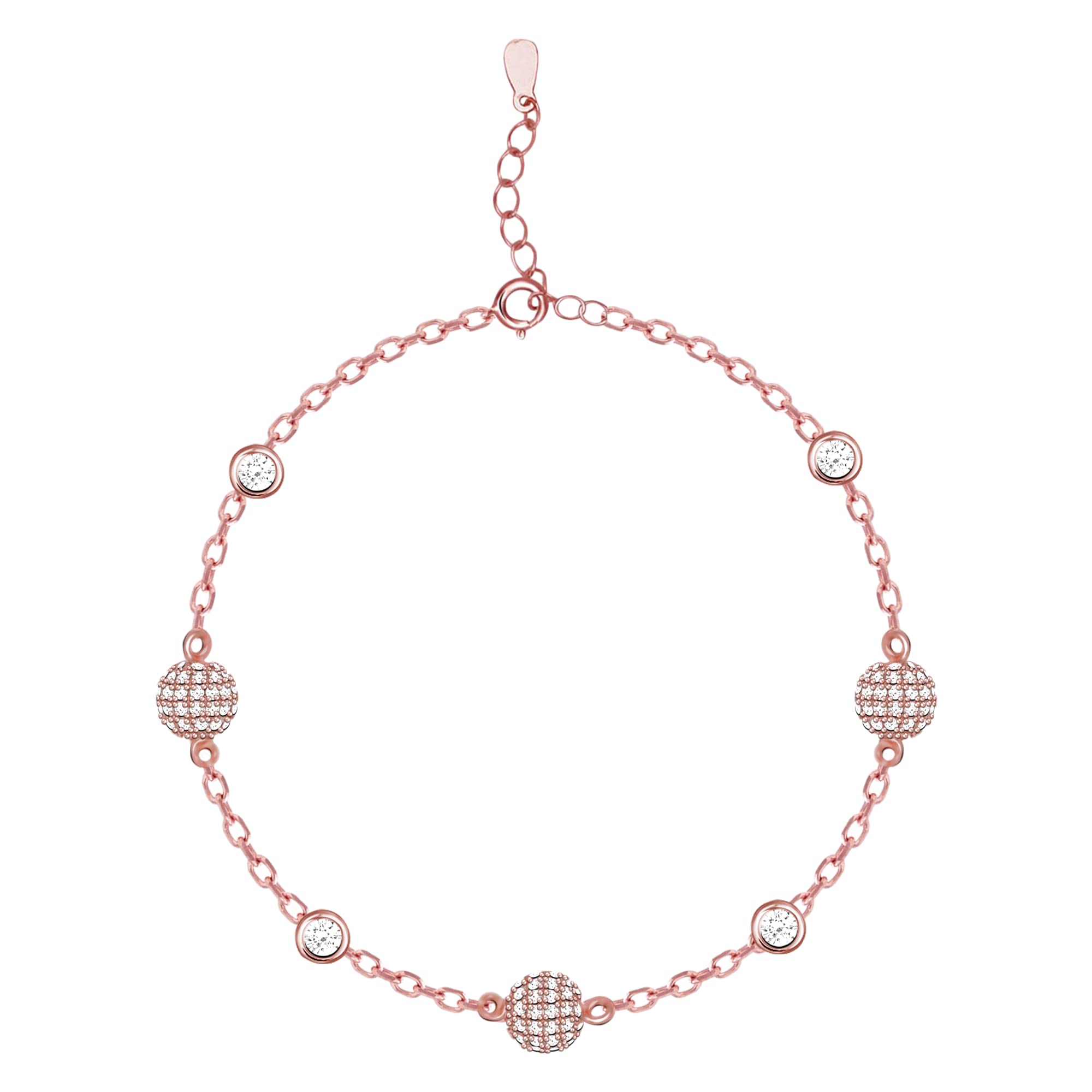 Giva 925 Silver Rose Gold Anushka Sharma Studded Bubble Bracelet, Adjustable Gifts For Girlfriend, Gifts For Women & Girls| With