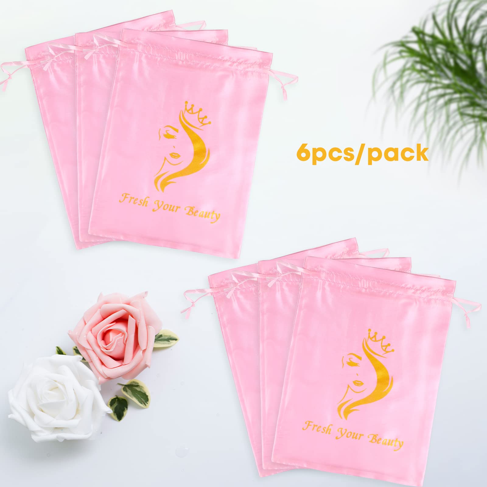 6Pcs Satin Wig Bags Wig Storage For Multiple Wigs Bags Storage Satin Bags For Wigs Silk Bags With Drawstring Hair Bag Hair Stora