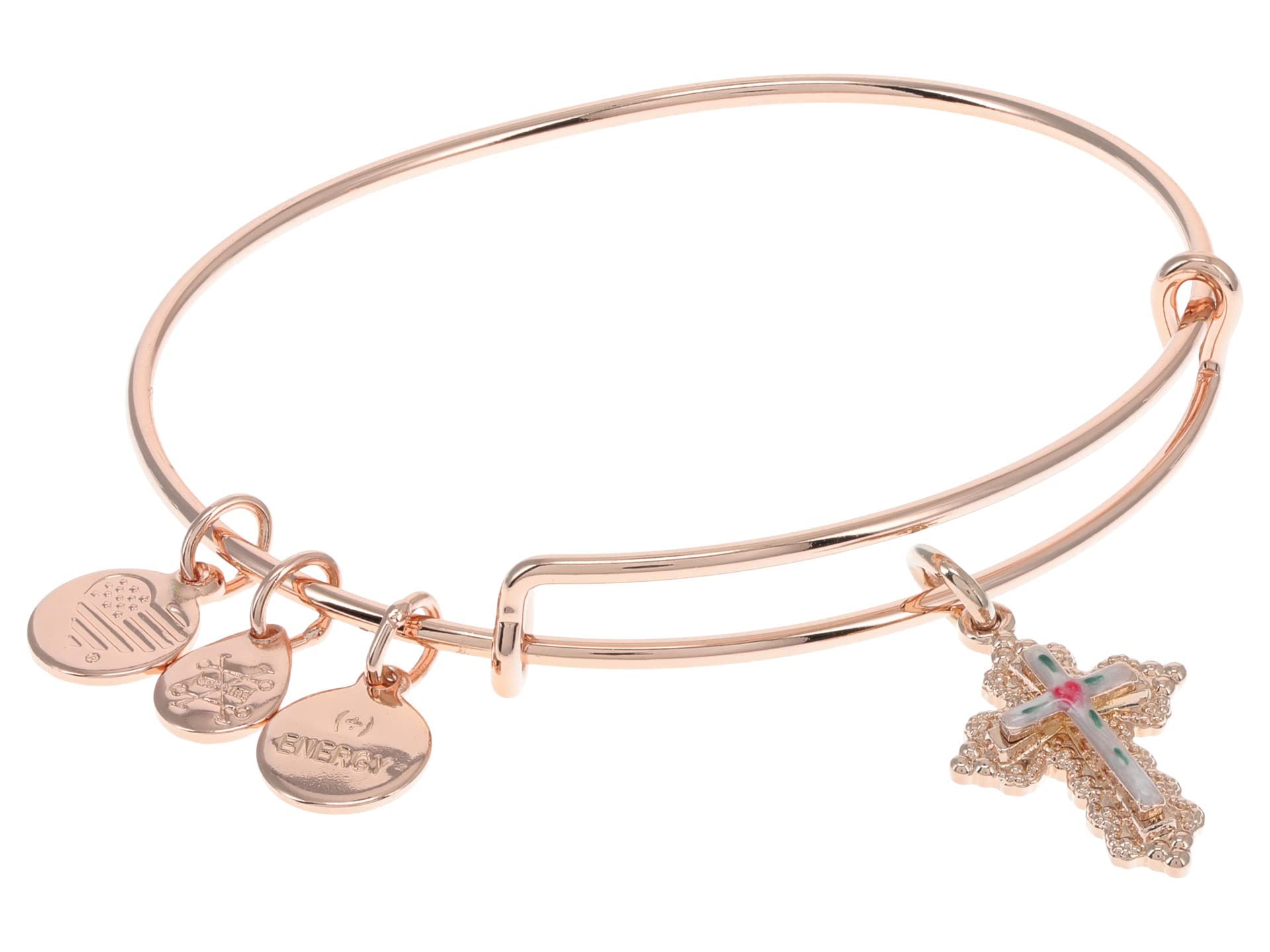 Alex and Ani Floral Cross Charm Bangle Bracelet
