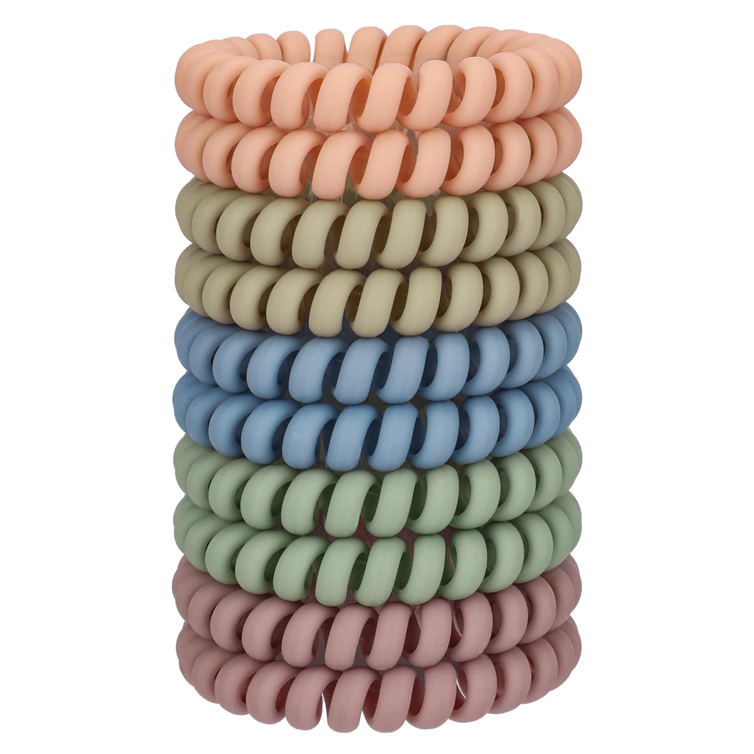 Jesslab Spiral Hair Ties, 10 Pcs Traceless Phone Cord Hair Ties Plastic Coil Hair Ties Ponytail Holders No-Damage Hair Accessory