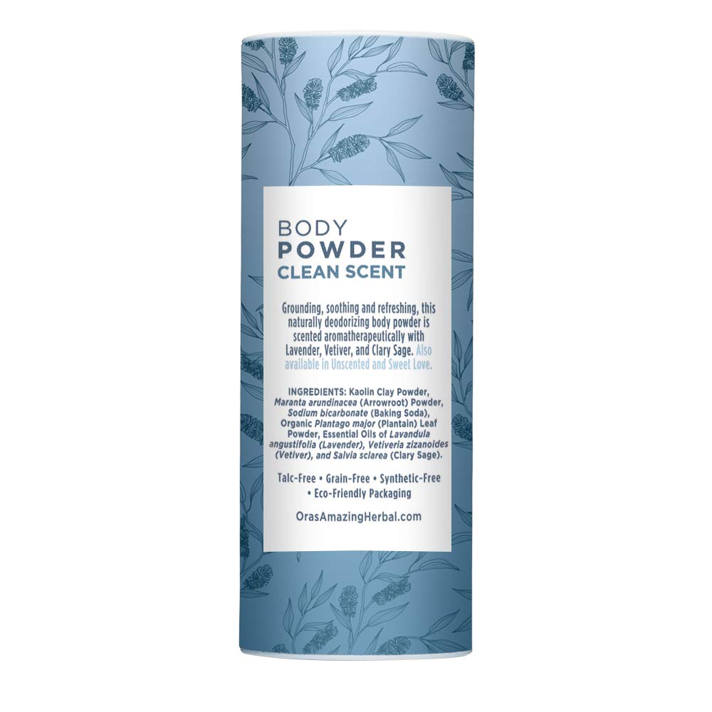 Natural Body Powder And Oil Set, Dusting Powder, Body Oil, No Talc, Corn, Grain, Gluten, Clean Scent Powder 25 Oz With Travel Si