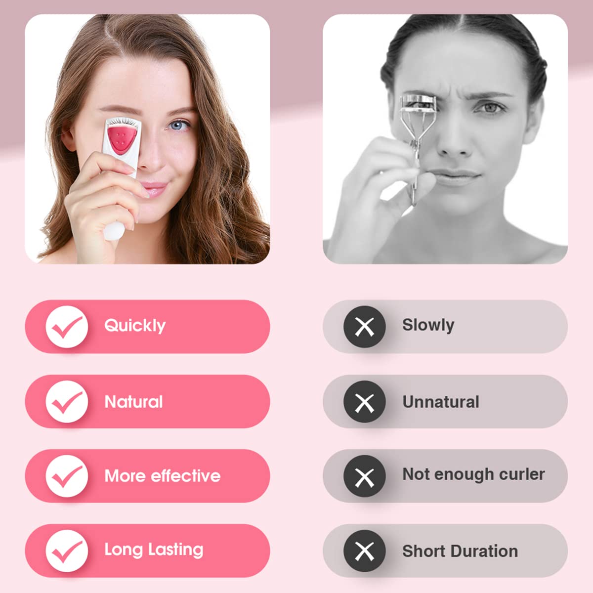 TOUCHBeauty Professional Heated Eyelash Curler with Silicone Refill Pad Curling Tool for Women Long Lasting Eyelashes TB-2003B