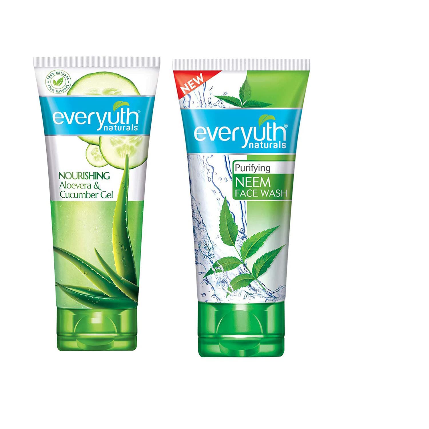 Everyuth Naturals A Combo Of Nourishing Aloe Vera & Cucumber Gel, 150Gm And Purifying Neem Face Wash, 50Gm, (Pack Of 2)