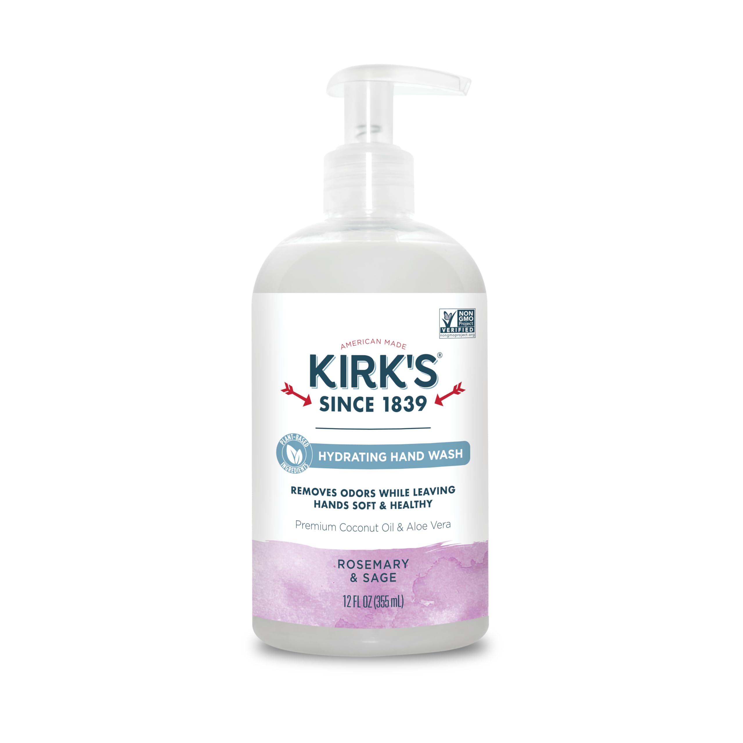 Kirks Odor-Neutralizing Natural Hand Soap Castile Liquid Soap Pump Bottle  Moisturizing & Hydrating Kitchen Hand Wash  Rosemary