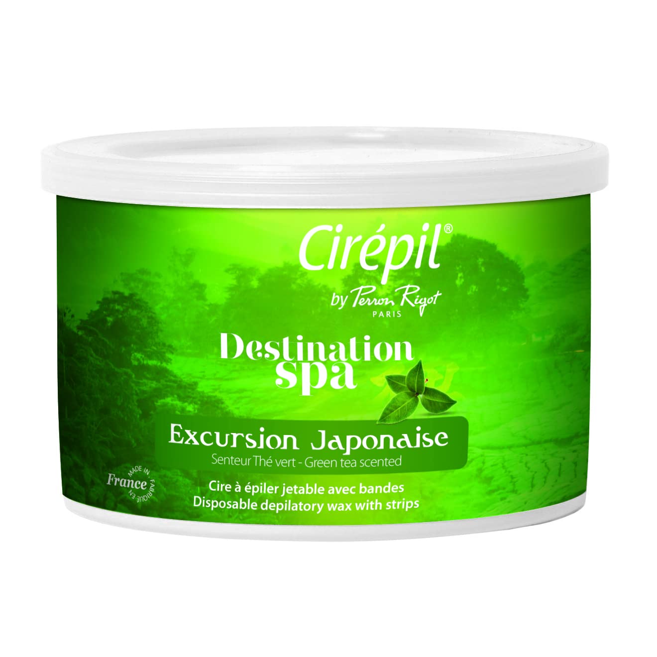 Cirepil - Destination SPA, Excursion Japonaise - 400g / 14.11 oz Wax Tin - Green Tea Scent - Thin Gel Texture - Perfect for Larg