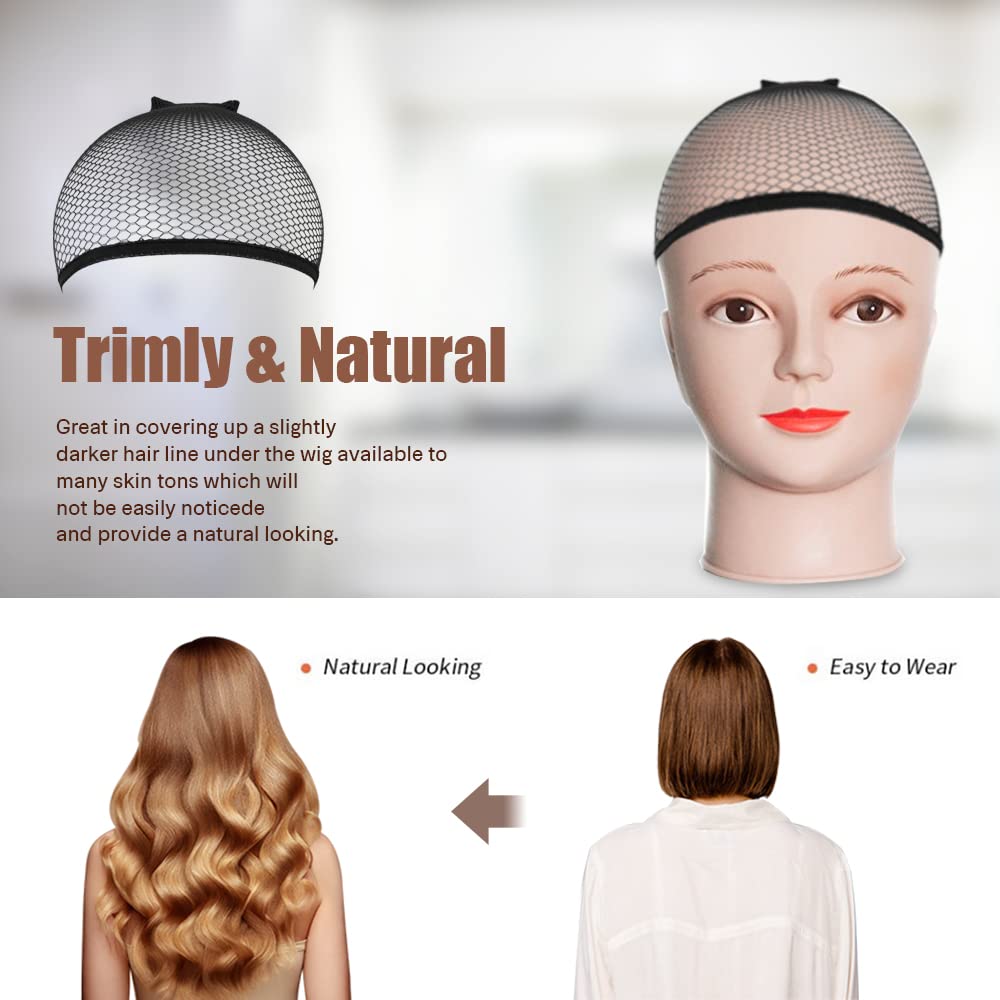 Morgles Wig Cap, 6Pcs Hair Net For Wig Closed End Mesh Net Wig Caps Mesh Wig Cap For Women (Brown,Beige,Black)