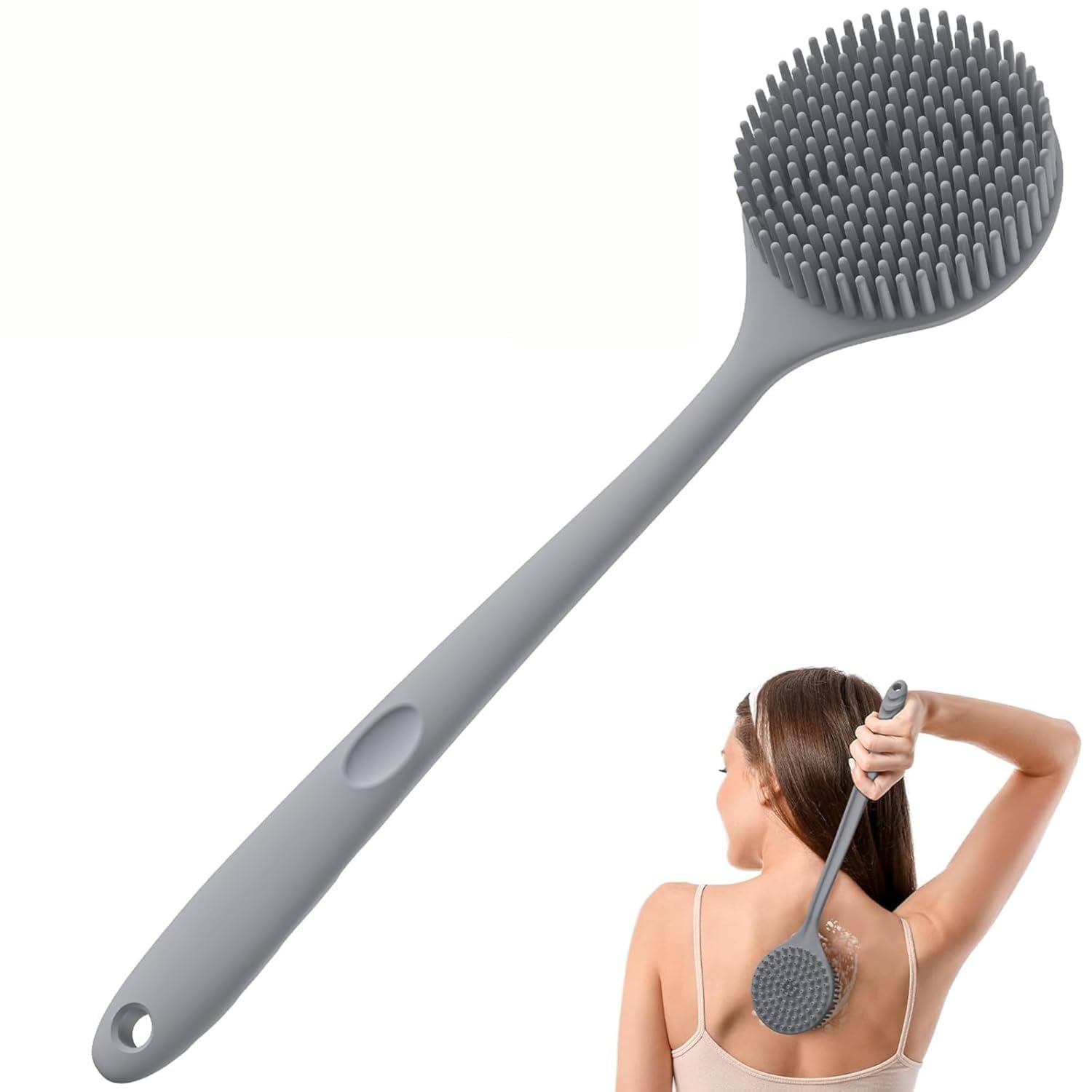 Padar Soft Silicone Back Scrubber Shower Bath Body Brush With Long Handle, BpaFree, Hypoallergenic, EcoFriendly(Silicone Bath 