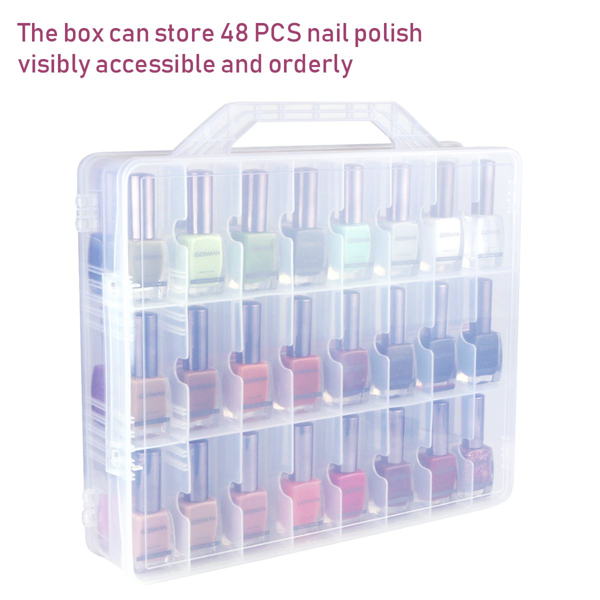 Kissbuty Universal Nail Polish Holder Organizer for 48 Bottles Adjustable Dividers Space Saver