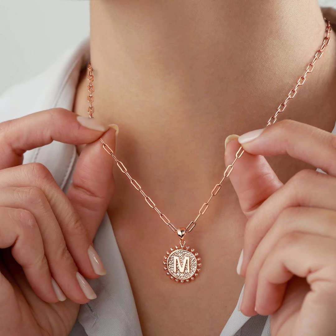 Ursteel Initial Necklace for Women - Rose Gold Dainty Layered Letter T Necklaces for Women Trendy Rose Gold Choker Pendent Jewel