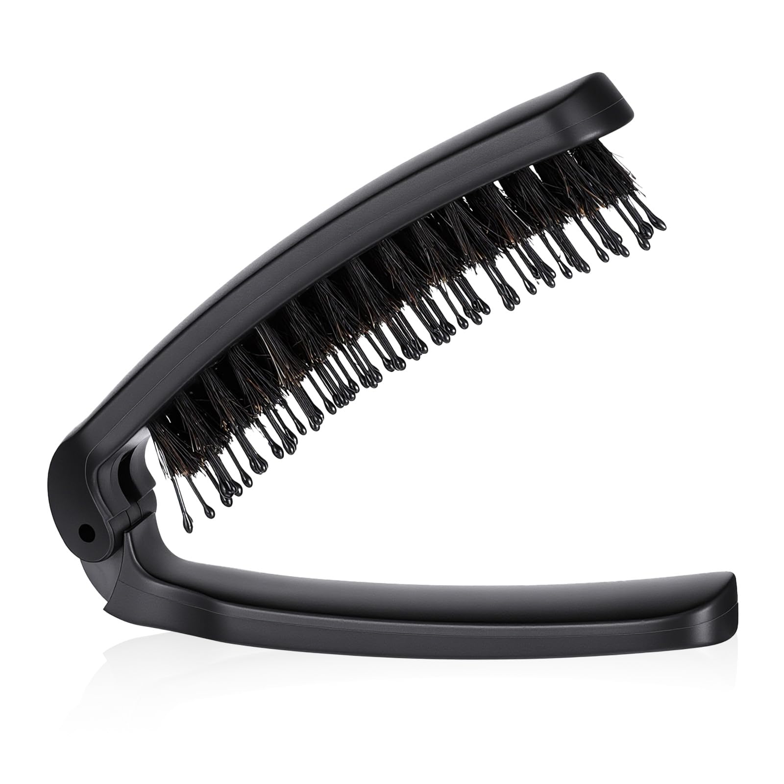 Travel Folding Boar Bristle Hair Brush, Portable Collapsable Pocket Hair Brush with Natural Bristles Foldable Bristle Hairs Brus