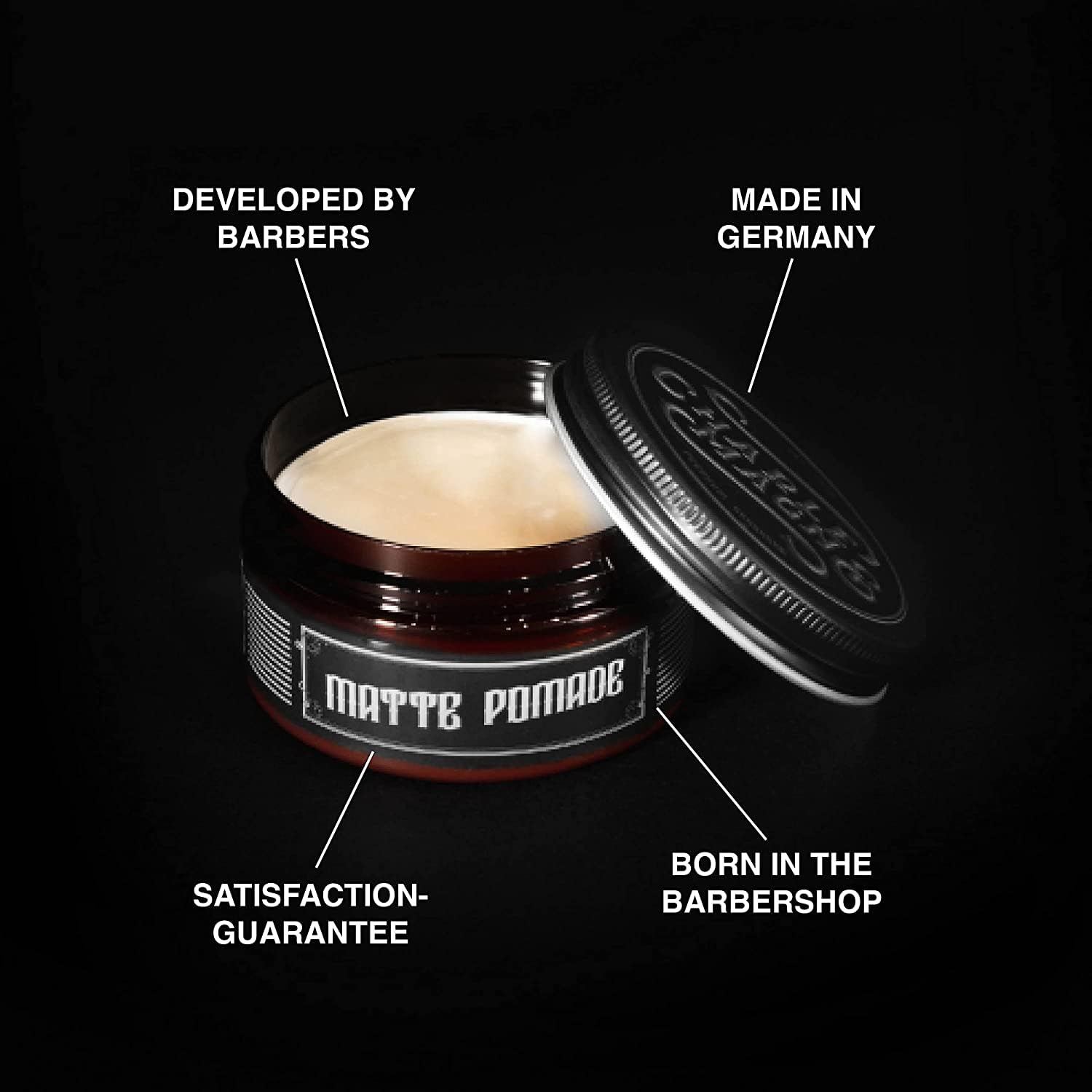 charlemagne Premium Matte Pomade - Strong Hold - Elegant Fragrance - Matt Look Finish for the Hair - Matt Hair Wax for MenMen -