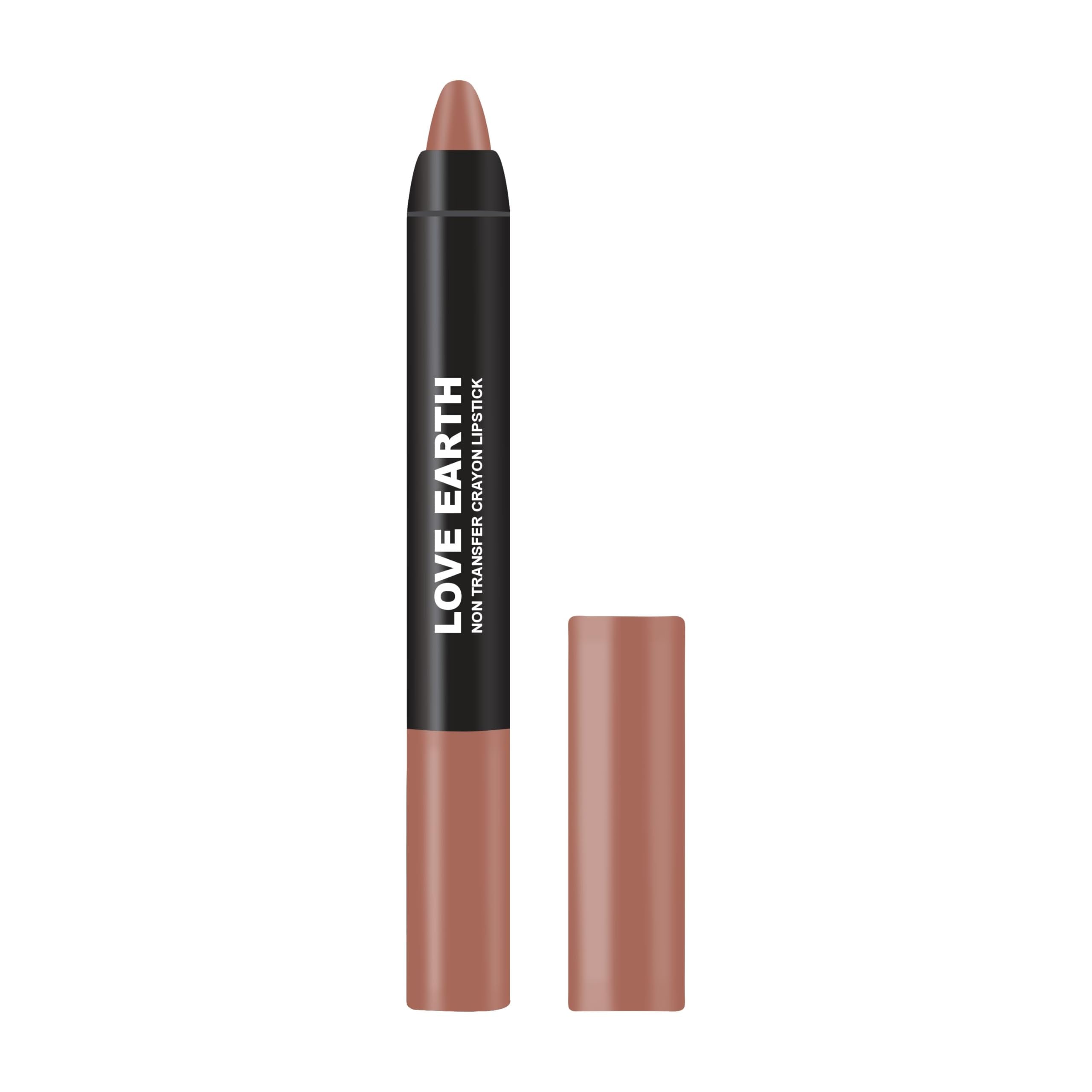 Love Earth Non Transfer Crayon Lipstick-Lupin | Lightweight & Longlasting, Smudge Proof, Transferproof, Matte Lipstick | Crayon 