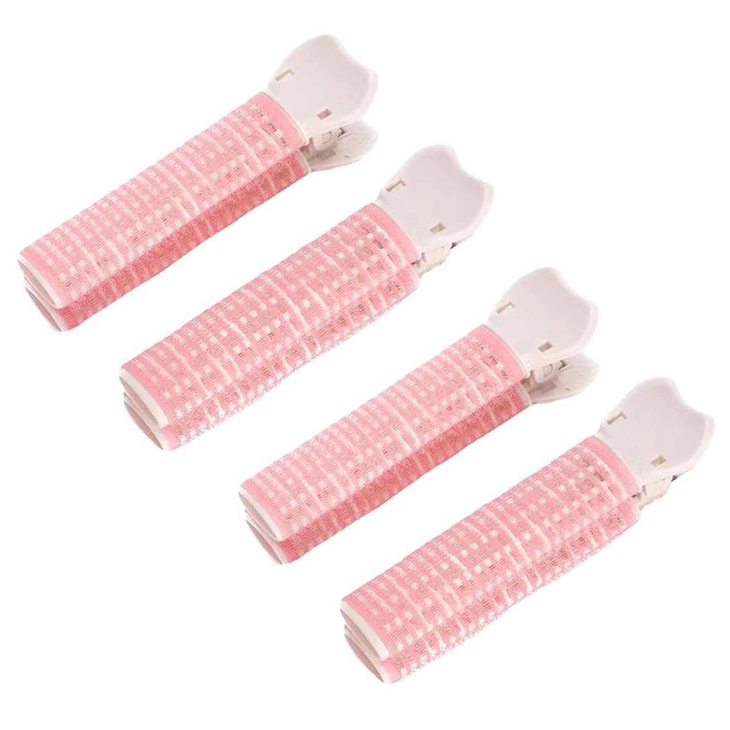 4 Pcs Pink Hair Rollers with Clip for Volumizing Bangs Curls  DIY Hair Styling Tool Accessories Portable Self Grip Volume Clips