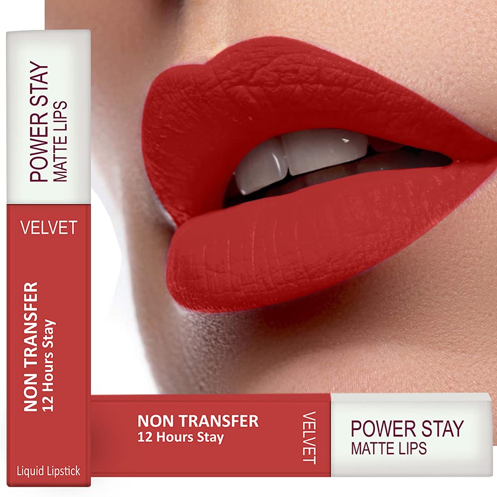 Perpaa Power Stay Liquid Matte Lipstick Flirty Red Pack 2  Long Lasting, Waterproof, Highly Pigmented Long Hours Stay