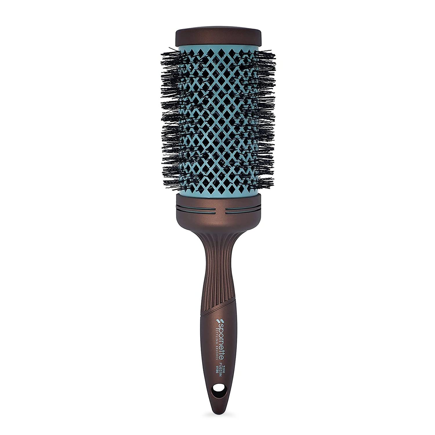 Spornette Ion Fusion 3 inch Round Brush With Thermal Ceramic Barrel And Ion-charged Anti Static Nylon Bristles For Blow Drying, 