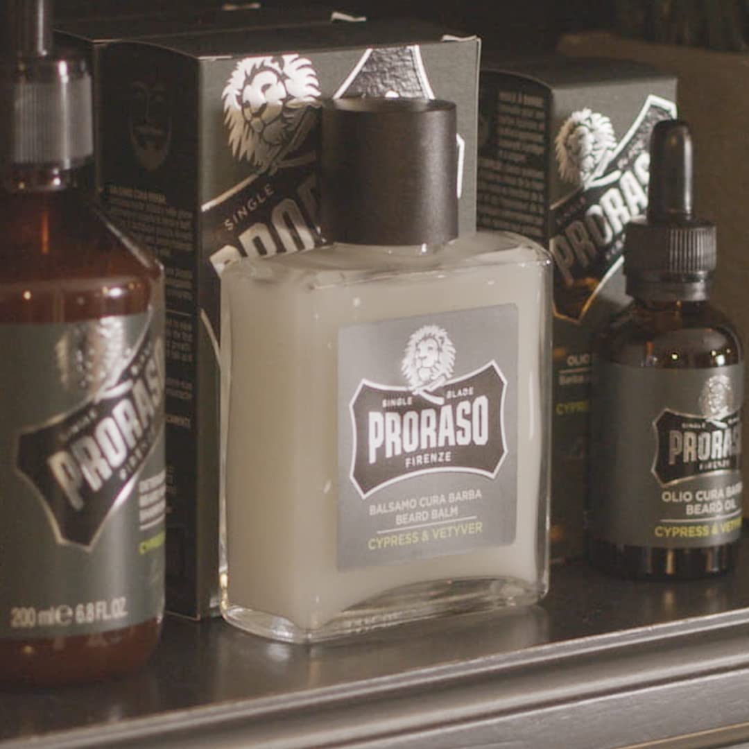 Proraso Beard Care Kit For Men | Cypress & Vetyver Beard Wash, Oil And Balm Gift Set To Cleanse, Soothe And Soften All Beard Len